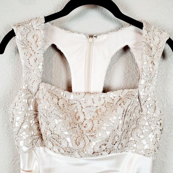 Hailey Laced Ruched Mini Sleeveless Satin Cut-out Back Cocktail Dress NWT 4 - Picture 3 of 11